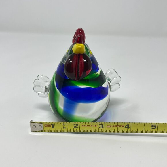 Art Glass Rooster Chicken Figurine Paperweight Farm House Decorative - Picture 7 of 7